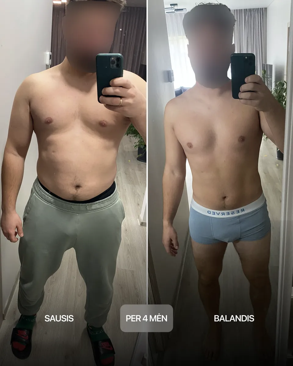 Client before and after, four-month transformation