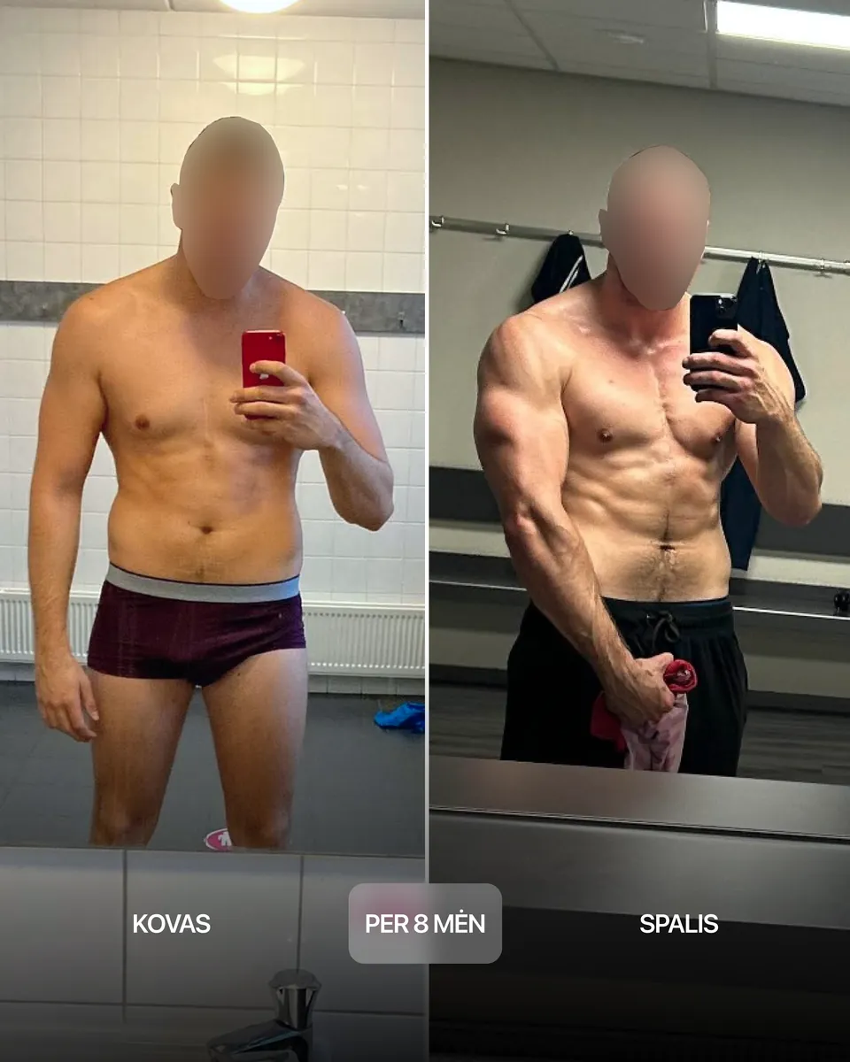Client before and after, eight-month transformation